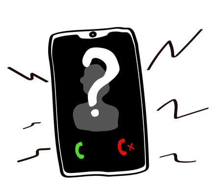 Smartphone and unknown number on a white background. Vector illustration.のイラスト素材