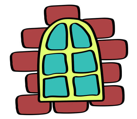 Window and brick wall on a white background. Vector illustration.のイラスト素材