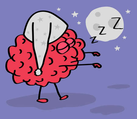 The brain is sleepwalking. Cartoon. Vector illustration.のイラスト素材