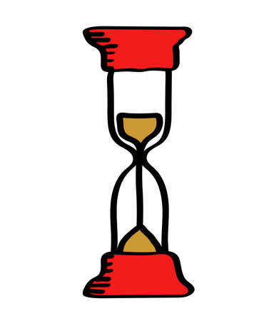 Red hourglass on a white background. Cartoon. Vector illustration.のイラスト素材