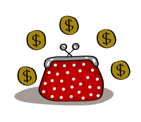 Money and wallet on a white background. Vector illustration.のイラスト素材