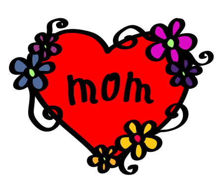 Red heart with flowers on a white background. Vector illustration.のイラスト素材