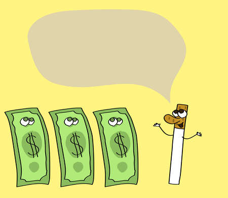 Cigarette and paper money on the background. Vector illustration.のイラスト素材