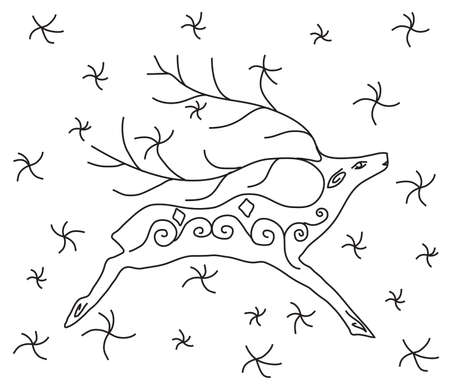Reindeer and stars on a white background. Illustration.のイラスト素材