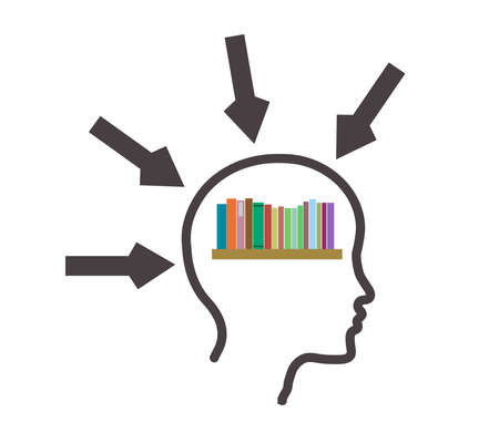 Silhouette of a head and a book on a white background. Vector illustration.のイラスト素材