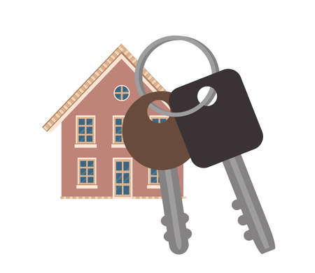 House and keys on a white background. Key transfer. Vector illustration.のイラスト素材