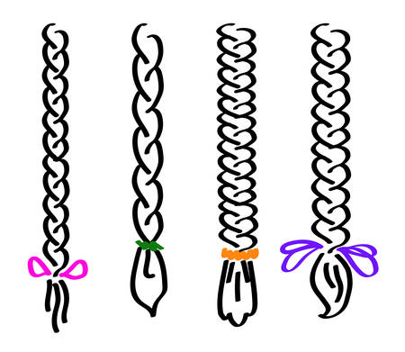 Female braids on a white background. Sketch Vector illustration.のイラスト素材