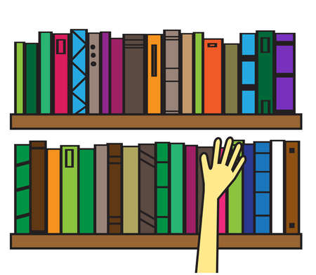 Collection of various books. Bookcase.Vector illustration.のイラスト素材