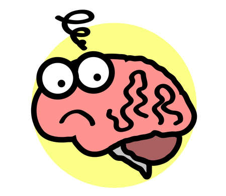 Surprised brain on a white background. Cartoon. Vector illustration.のイラスト素材