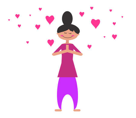 Lovely girl in pants does yoga. Spiritual practice. Vector illustrationのイラスト素材