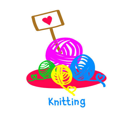 Yarn for knitting on a white background. Vector illustration.のイラスト素材