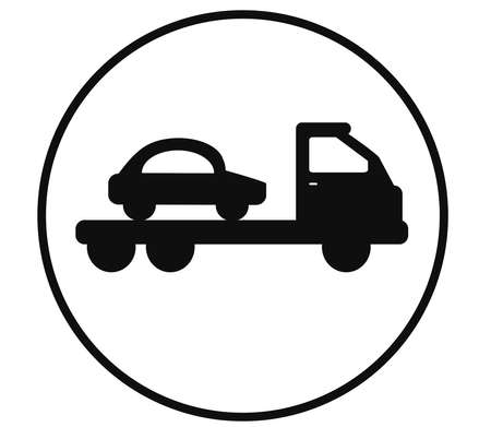 Tow truck and car on a white background. Icon. Vector illustration.のイラスト素材