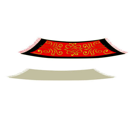 Flying carpet on a white background. Cartoon. Vector illustration.のイラスト素材