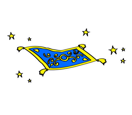 Magic flying carpet on a white background. Cartoon. Vector illustration.のイラスト素材