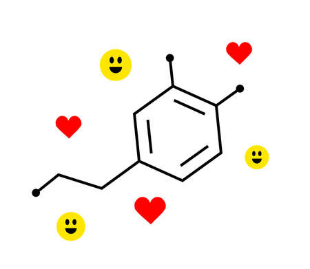 The chemical formula of dopamine. Love Vector illustration.のイラスト素材