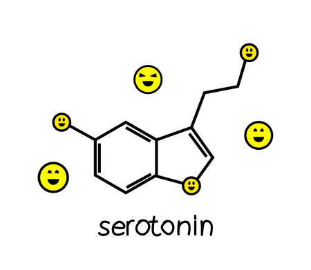 Formula of serotonin on a white background. Hormone of joy. Vector illustration.のイラスト素材