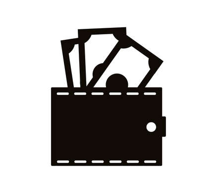 Wallet and money on a white background. Symbol. Vector illustration.のイラスト素材