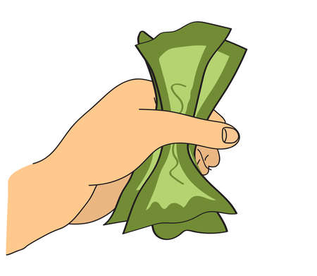 Money in hand on a white background. Vector illustration.のイラスト素材