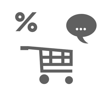 Shopping cart and discounts. Icon. Vector illustration.のイラスト素材