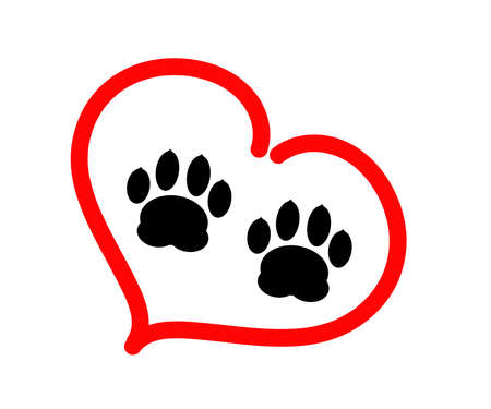 Dog footprint on a white background. Icon. Vector illustration.のイラスト素材