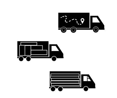 Truck on a white background. Transportation and delivery. Icon. Vector illustration.のイラスト素材