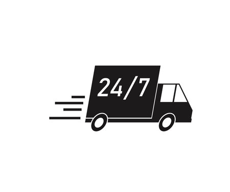 Truck on a white background. Transportation and delivery. Icon. Vector illustration.のイラスト素材