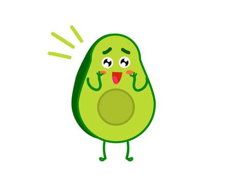 Surprised avocado on a white background. Cartoon. Vector illustration.のイラスト素材