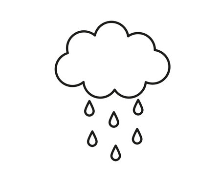Cloud and rain on a white background. Symbol. Vector illustration.のイラスト素材
