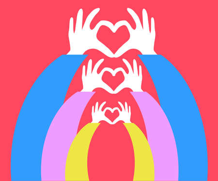 Hands of different people together. Symbol illustration.のイラスト素材