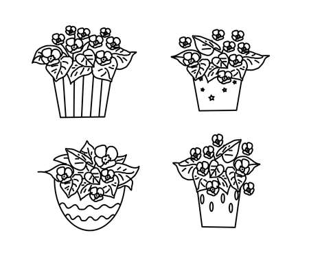 Houseplant on a white background. Silhouette. Vector illustration.のイラスト素材