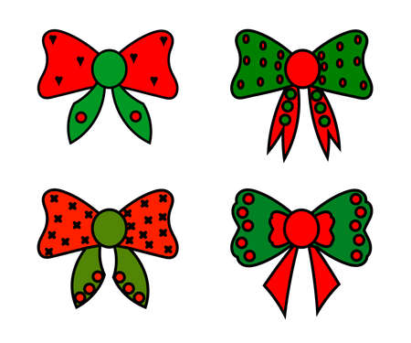 Various bows on a white background. Collection. Vector illustration.のイラスト素材