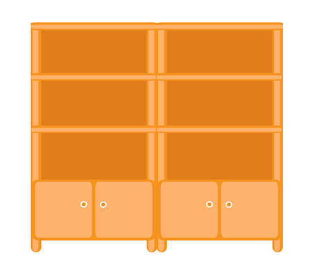Wardrobe with shelves on a white background. Cartoon. Vector illustration.のイラスト素材