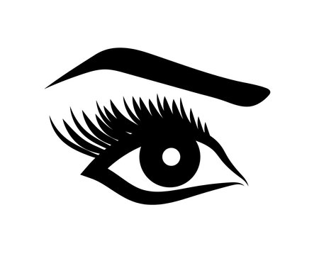 Eye and long eyelashes on a white background. Symbol. Vectorのイラスト素材