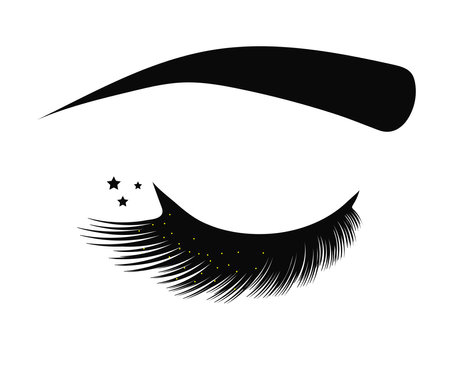 Long eyelashes and eyebrow on a white background. Symbol. Vector illustration.のイラスト素材