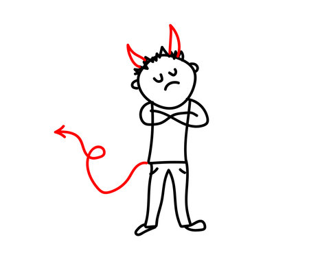 A man in a devil costume. Sketch. Vector illustration.のイラスト素材
