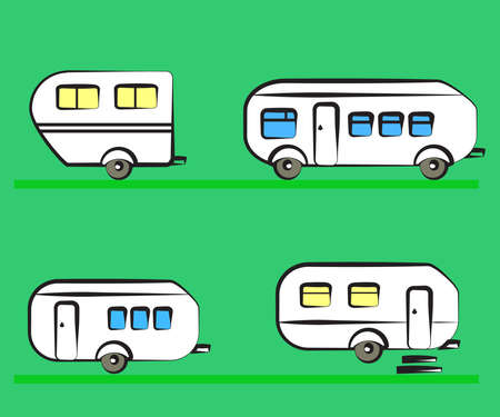 Trailer on a green background. Symbol. Vector illustration.のイラスト素材