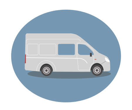 Gazelle auto on a blue background. House on wheels. Vector illustration.のイラスト素材