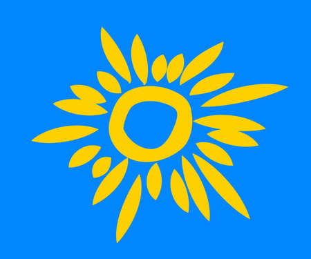 Sun on a blue background. Symbol. Vector illustration.のイラスト素材