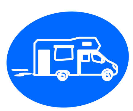 Mobile home on a blue background. Silhouette. Vector illustration.のイラスト素材