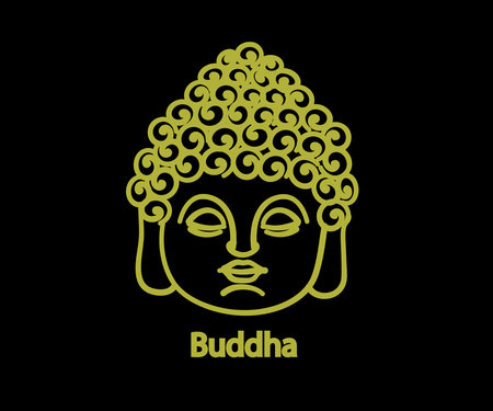 Face of Buddha on a black background. Symbol. Vector illustration.のイラスト素材