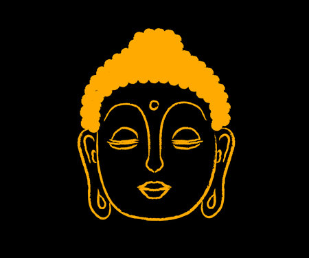 Face of Buddha on a black background. Symbol. Vector illustration.のイラスト素材