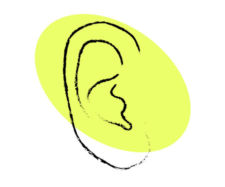 Human ear on a beige background. Silhouette. Vector illustration.のイラスト素材