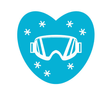 Snowboard goggles on a blue background. Symbol. Vector illustration.のイラスト素材