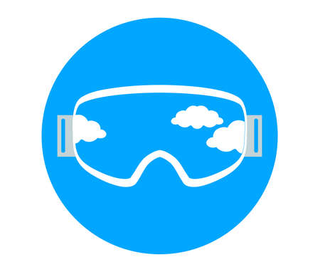 Snowboard goggles on a blue background. Symbol. Vector illustration.のイラスト素材