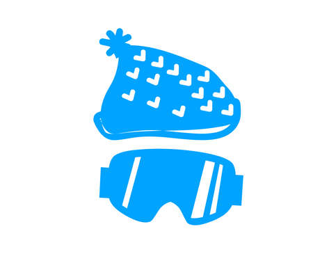 Snowboard goggles and hat on a white background. Symbol. Vector illustration.のイラスト素材