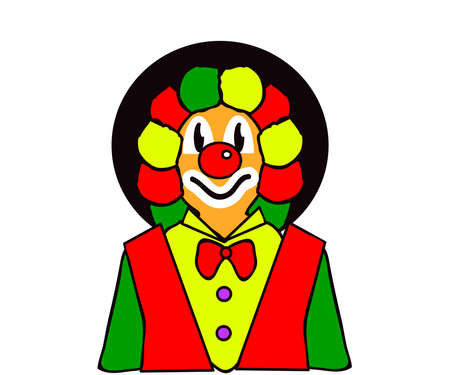 Cheerful bright clown on a white background. Cartoon. Vector illustration.のイラスト素材