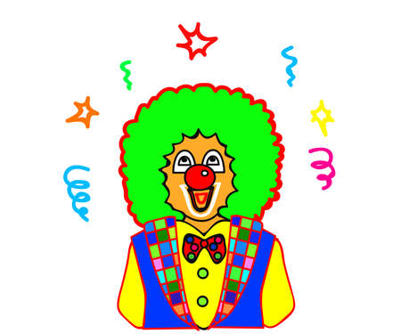 Cheerful bright clown on a white background. Cartoon. Vector illustration.のイラスト素材