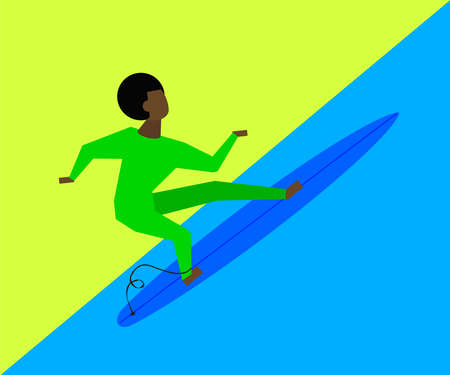 The man is surfing. Cartoon. Vector illustration.のイラスト素材