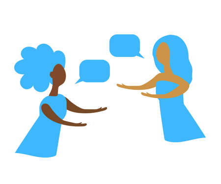 Women of different nationalities are friends and communicate together. Cartoon. Vector illustration.のイラスト素材