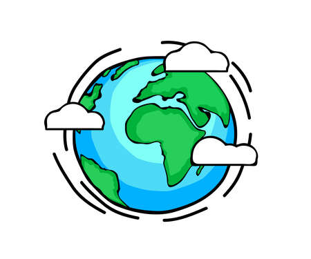 Planet Earth on a white background. Cartoon. Vector illustration.のイラスト素材